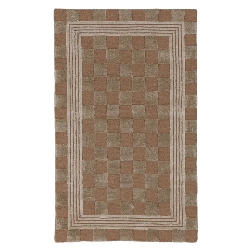 Mocha Tonal Check Rug, Rectangle 3' x 5'