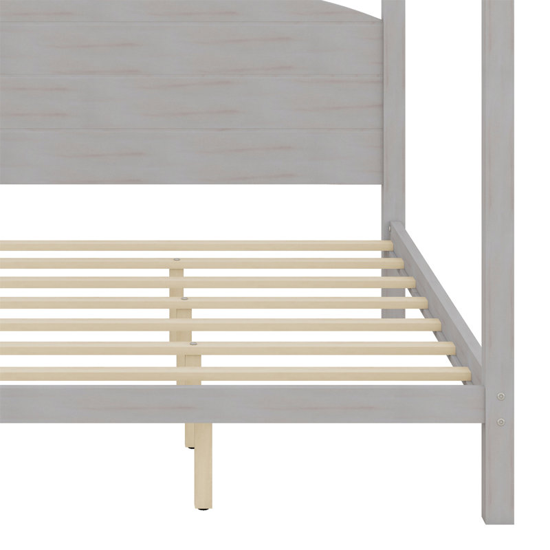 Canopy Platform Bed With Headboard, Gray