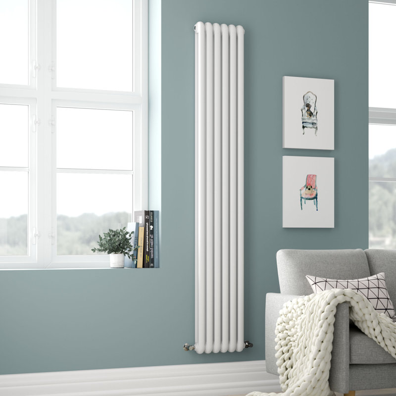 Salvia Vertical Designer Radiator, Grey, 150 cm H x 38.3 cm W