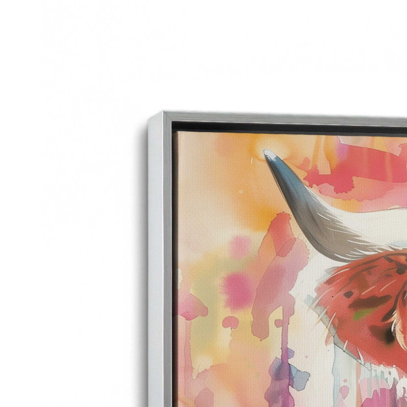 Highland peint, Impression encadrée sans passe-partout, H 21 po x l 31 po, Chrome poli