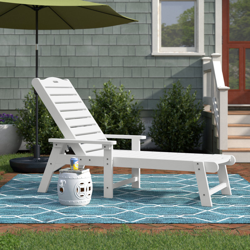 Alizay 78.7" Long Reclining Outdoor Chaise Lounge, White
