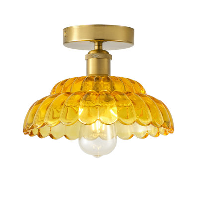 1-Golden brown bowl shaped adjustable iron ceiling light