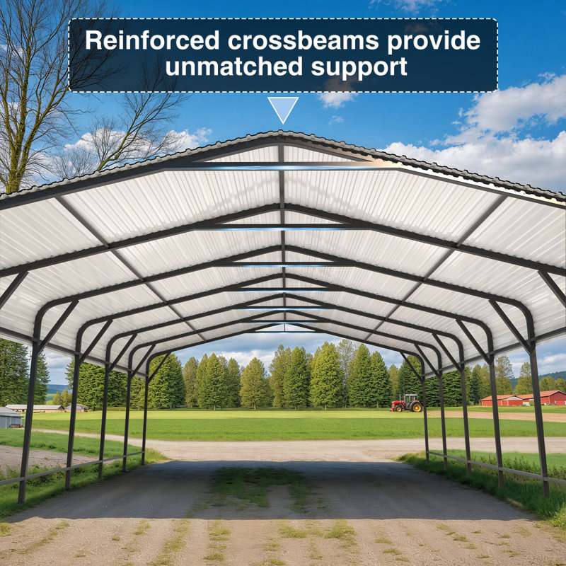 20 ft. W x 30 ft. D Metal Carport, Heavy-Duty Steel Frame, Large Outdoor Canopy Shelter for Multiple Vehicles