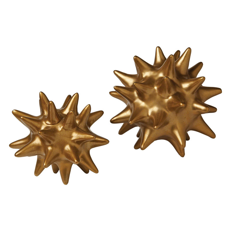 Urchin, 7" H x 7" W x 7" D, Antique Gold