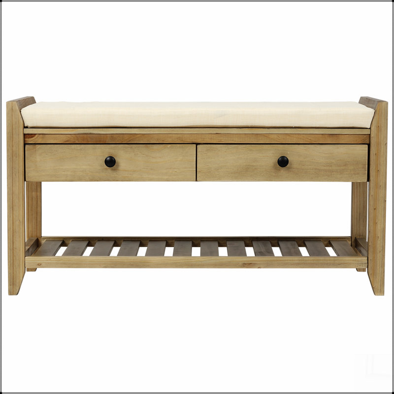 Range-chaussures avec siège rembourré et tiroirs, banc de rangement polyvalent pour entrée, Gris délavé