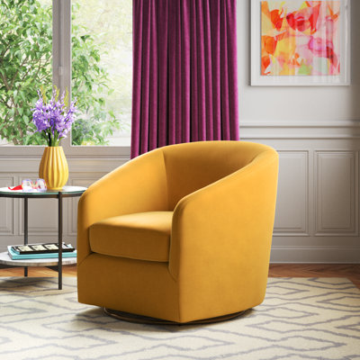 Holden 31.5" Wide Velvet Swivel Barrel Chair