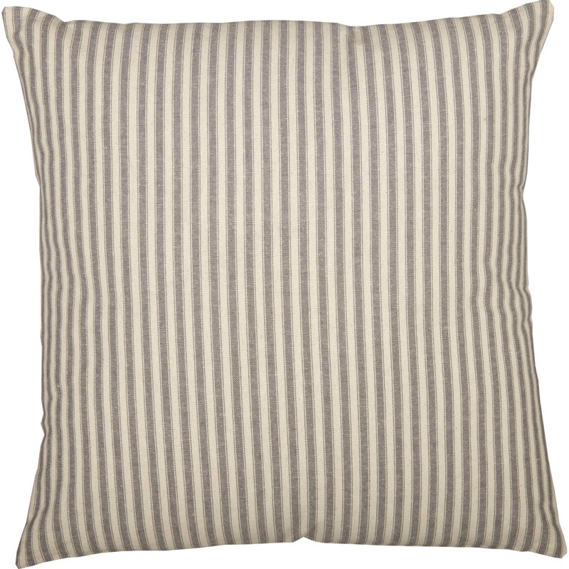 Grace 18" Beige and White Cotton Striped Throw Pillow