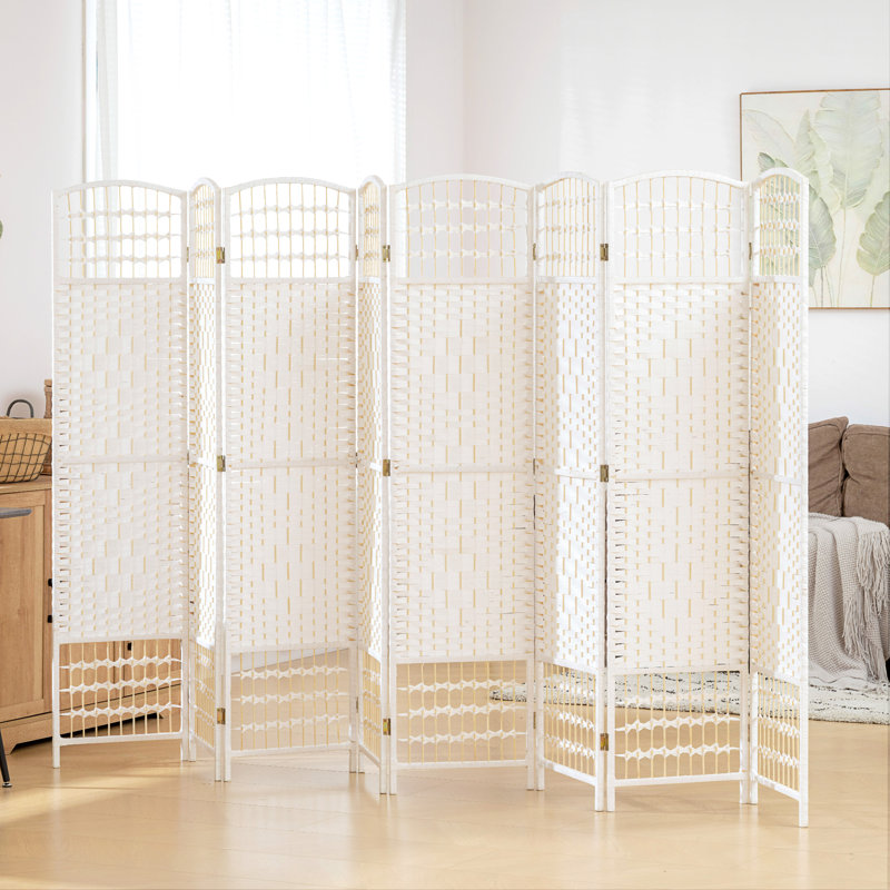 Paravent pliable de 5,6 pi, écran d'intimité autoportant pour chambre à coucher, bois, Blanc