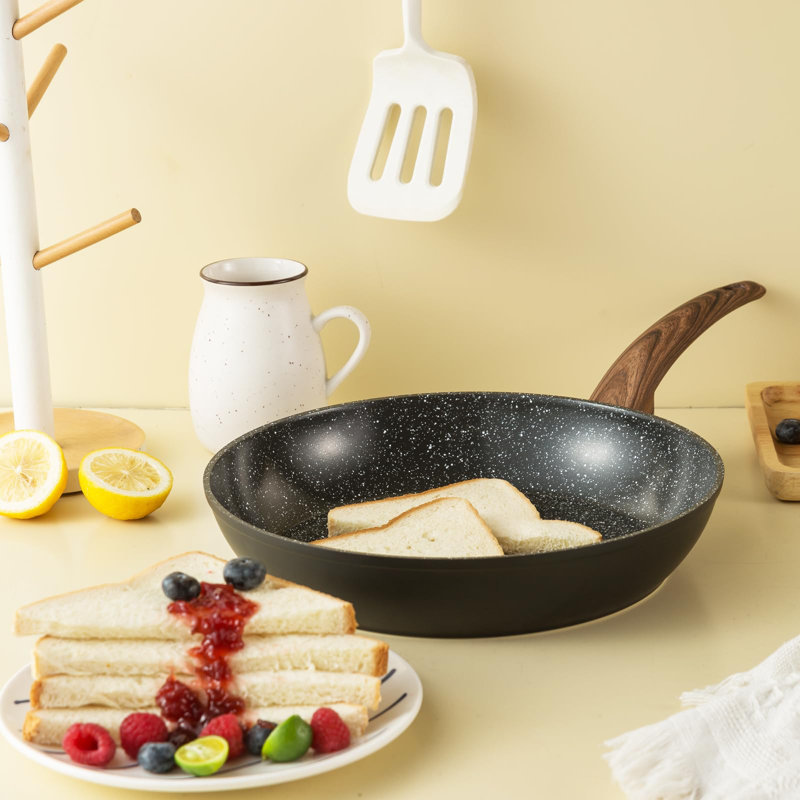 6-Piece Black Granite Non-Stick Aluminum Cookware Set