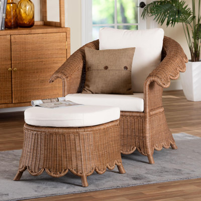 Detta Rattan Armchair And Ottoman 2-Piece Set