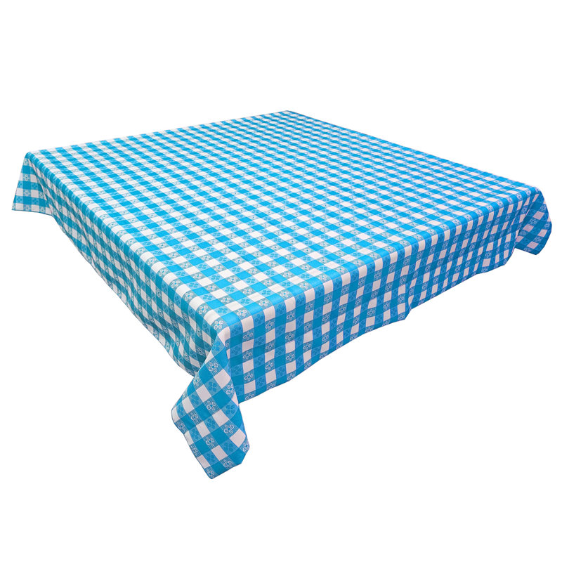 Poplin Tavern Gingham Checkered Polyester Tablecloths, 108" L x 58" W, Turquoise