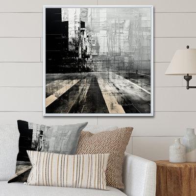 Paysage urbain noir et blanc - art mural