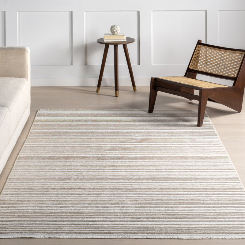 Millicent Striped Machine Washable Area Rug, Rectangle 5' x 8'