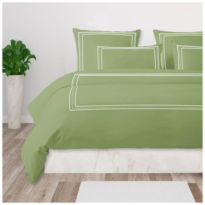 400TC Cotton Classic Luxurious Embroidery Sateen Solid Duvet Cover Set