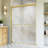  50-54"Wx 72" H Framed Sliding Shower Door with  1/4 inch(6mm) Clear Tempered Glass and Dual Handles,Brushed Gold-131458319