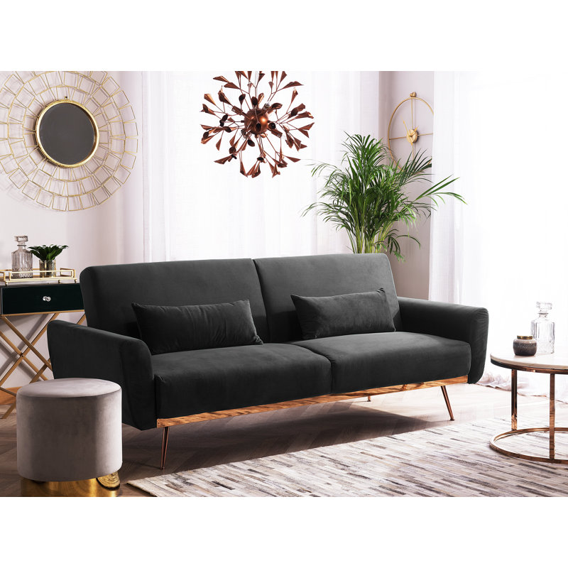 Trenton 3 Seater Velvet Sofa Bed, Black