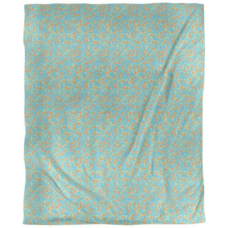 Tissu de tourbillon, Jaune, bleu et orange, L 54 po x l 36 po, Coton peigné pima