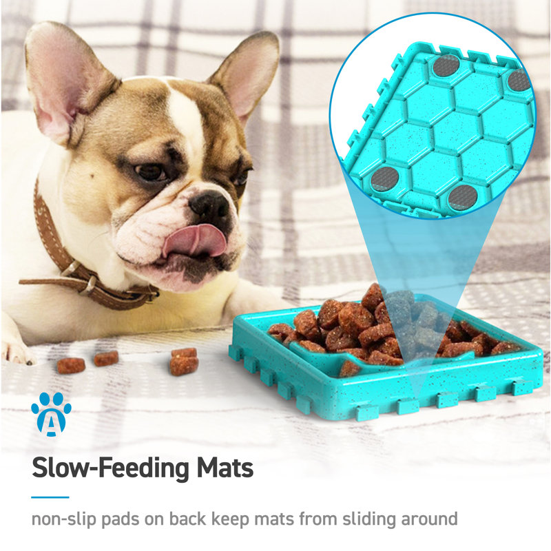 Multicolor Slow Feeding Dog Mat and Tray Set with Suction
