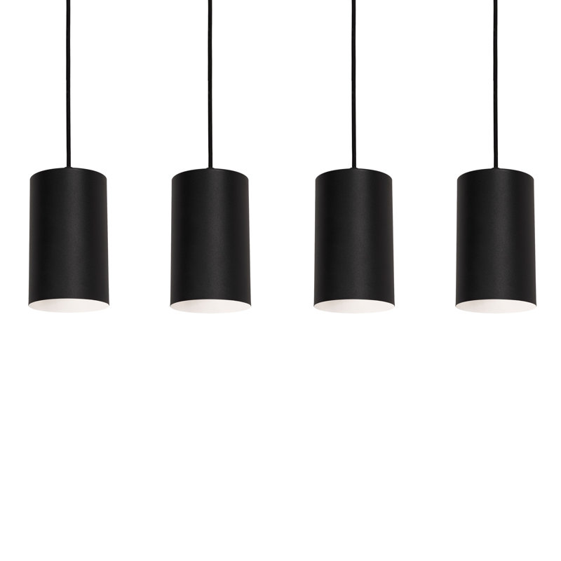 Luminaire suspendu linéaire à 4 lumières pour îlot de cuisine Tonalea, Noir