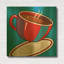 « Tasse de café rouge sur fond bleu », œuvre murale en métal doré de Ron Magnes, 91,4 cm x 91,4 cm-2081037722