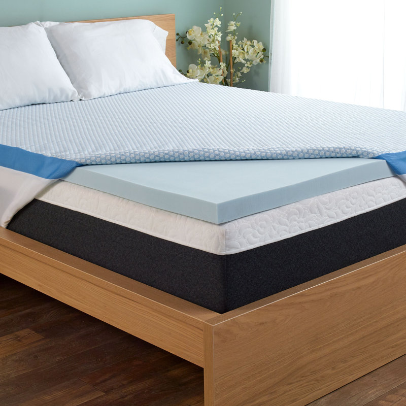 Surmatelas 3 po TruCool avec mousse sereine, grand, Bleu, Grand lit