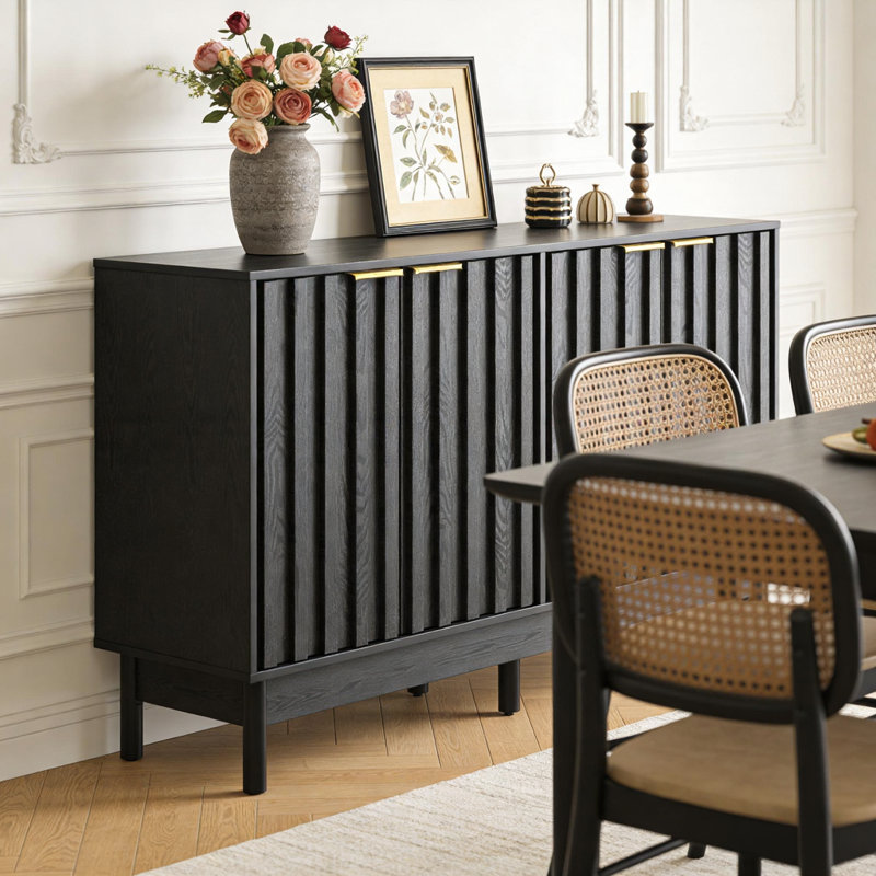 Buffet avec portes et tablettes réglables, Noir