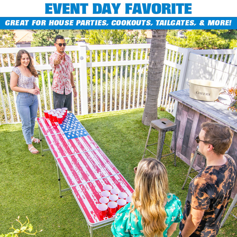 American Flag Folding Outdoor Beer Pong Table
