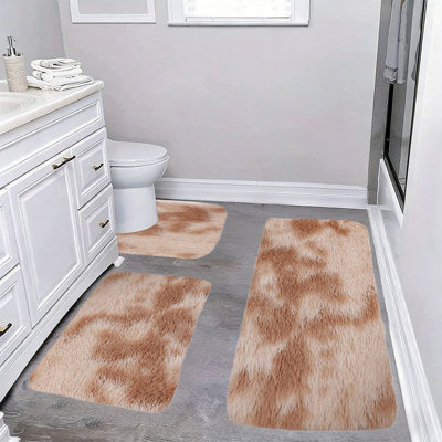 Ensemble de 3 tapis de salle de bain d'hiver de grande taille pour 3 pièces de tapis de bain de couleurs mélangées à absorption d'eau douce et antidérapante