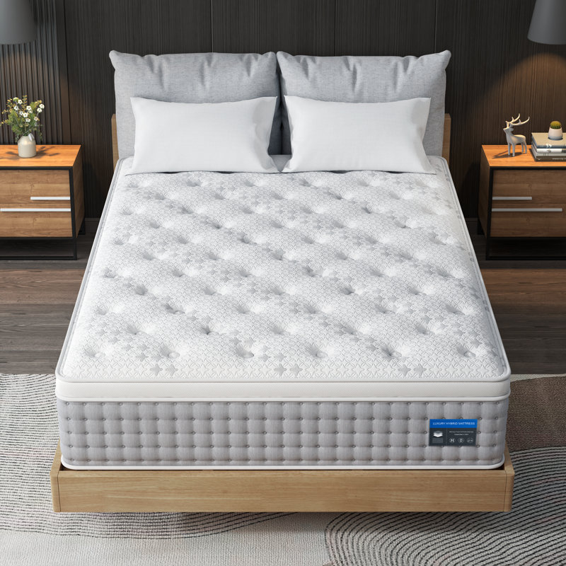 Matelas hybride Bedstory avec mousse viscoélastique gélifiée rafraîchissante et ressorts ensachés pour soutenir la colonne vertébrale et isoler les mouvements