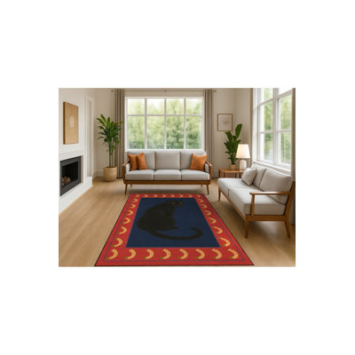 Tapis tissé à imprimé tigre noir Mosso