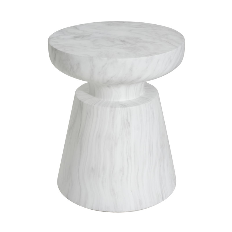 Table d'appoint d'extérieur en travertin Ponti, Blanc
