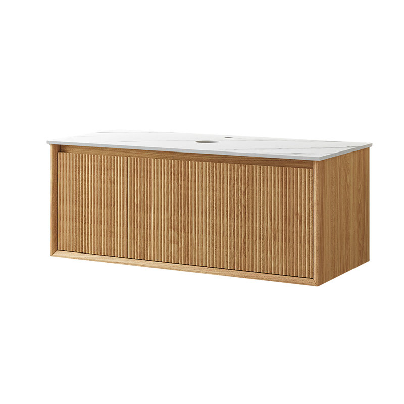 Pas d'assemblage requis Base de meuble-lavabo mural l 35,4 po avec comptoir en pierre frittée, armoire à 1 porte avec base de meuble-lavabo en bois à 1 tiroir