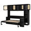 Lit double escamotable avec bureau et armoires en rotin, armoire de lit murale peu encombrante pour bureau à domicile, noir