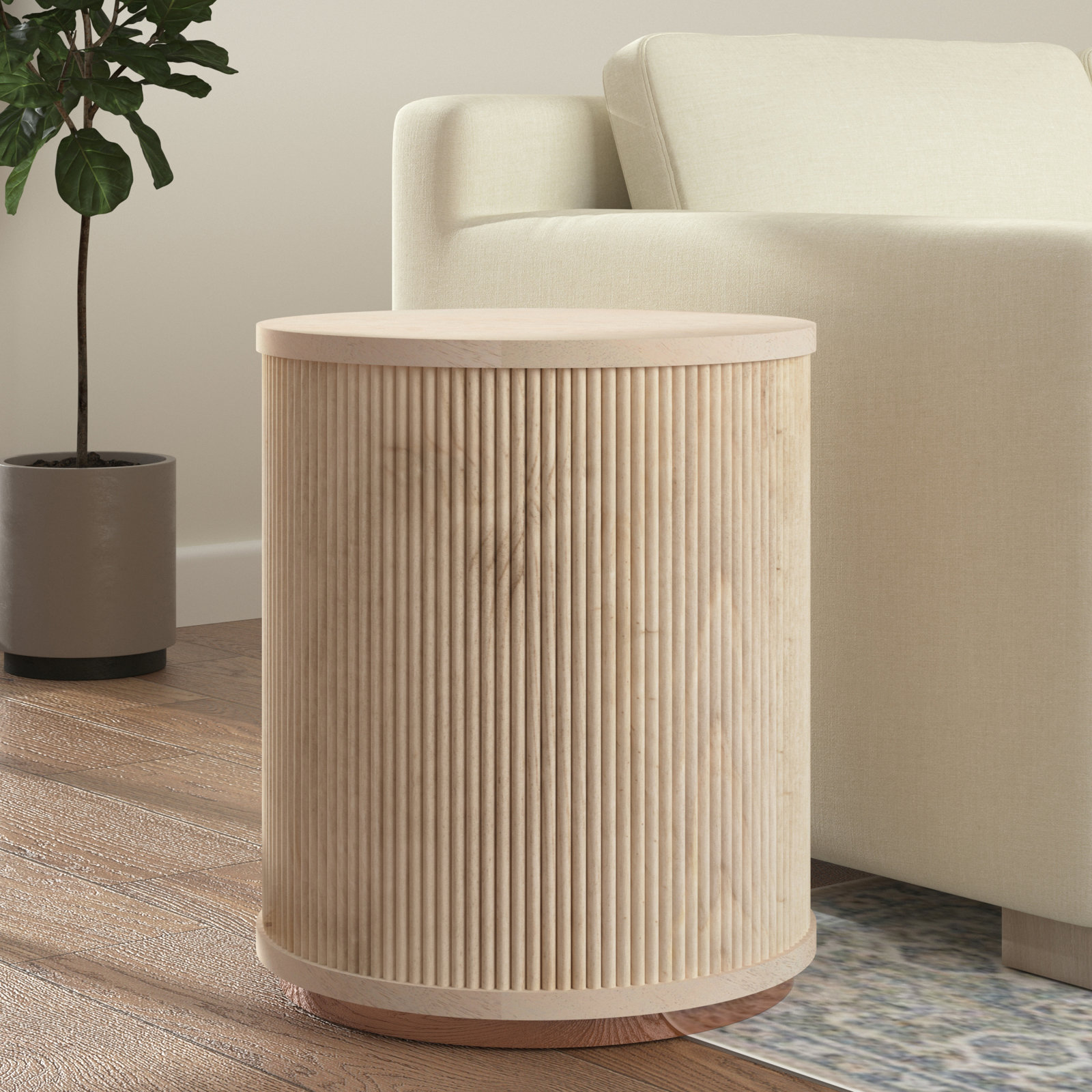 Derbey 18" Mango End Table, Whitewash