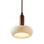 Lustre réglable Elegant, structure en bois avec capuchon en travertin, hauteur de 22 à 59,8 pouces | Plaque de base de diamètre 5,9 po x 1,6 po | 1 x DEL 24 W, finition beige et noyer | Parfait pour la salle à manger, le salon et les entrées, conception moderne-597702285