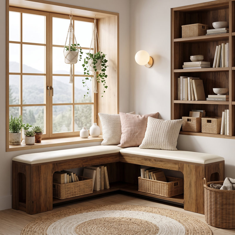 Banc de coin en L 47 po, banc de coin-repas avec coussin de siège amovible 47 po