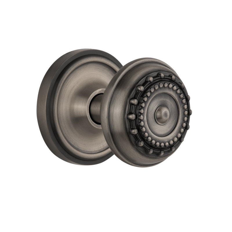 Classic Rosette with Meadows Door Knob, Antique Pewter