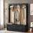 Farmhouse Wooden Style Hall Tree With Arched Design, Bench, 8 Retro Hooks, And 3 Drawers-720243826