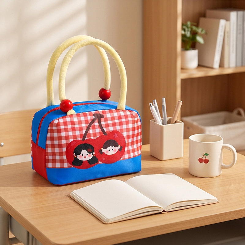 Sac de rangement en tissu, sac à lunch portatif, boîte à bento extra-large, sac isotherme portatif, Rouge