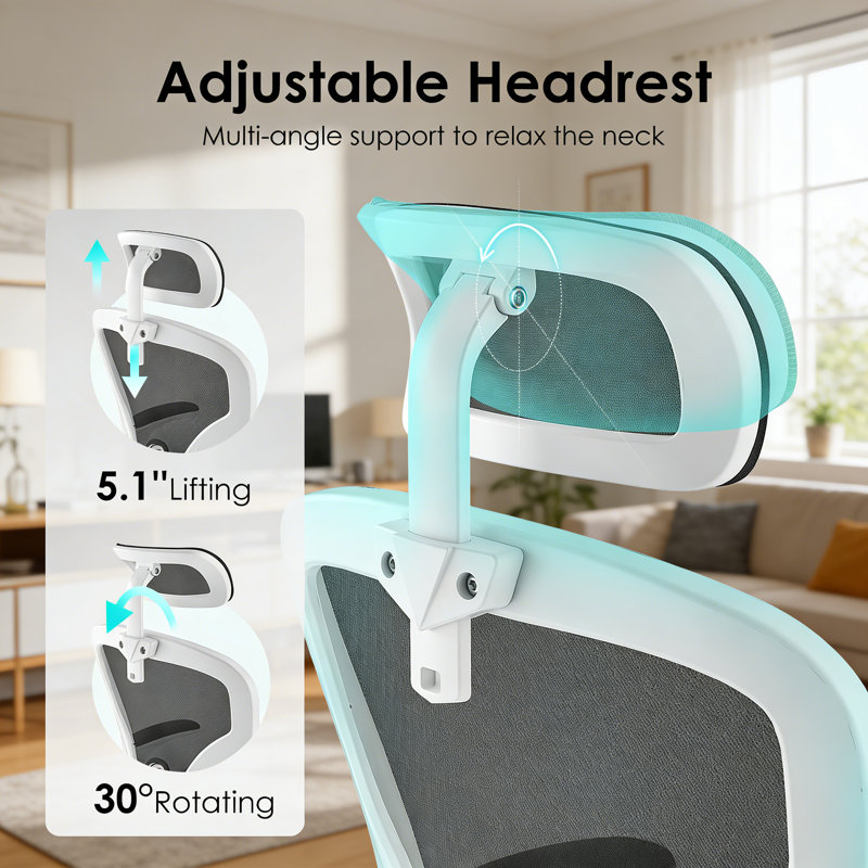 Chaise de bureau à domicile avec appui-tête, chaise de bureau ergonomique, chaise d'ordinateur à haut dossier avec accoudoirs et support lombaire réglable