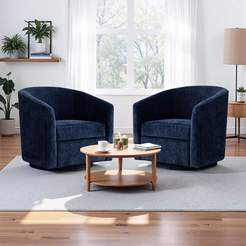 Caysey Upholstered Swivel Accent Chair (Set Of 2), Blue