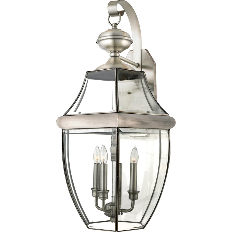 Newbury 3-Light Pewter Outdoor Wall Lantern, Pewter