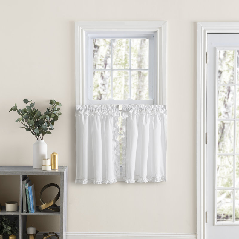 White Sheer Cotton Blend Rod Pocket Cafe Curtain