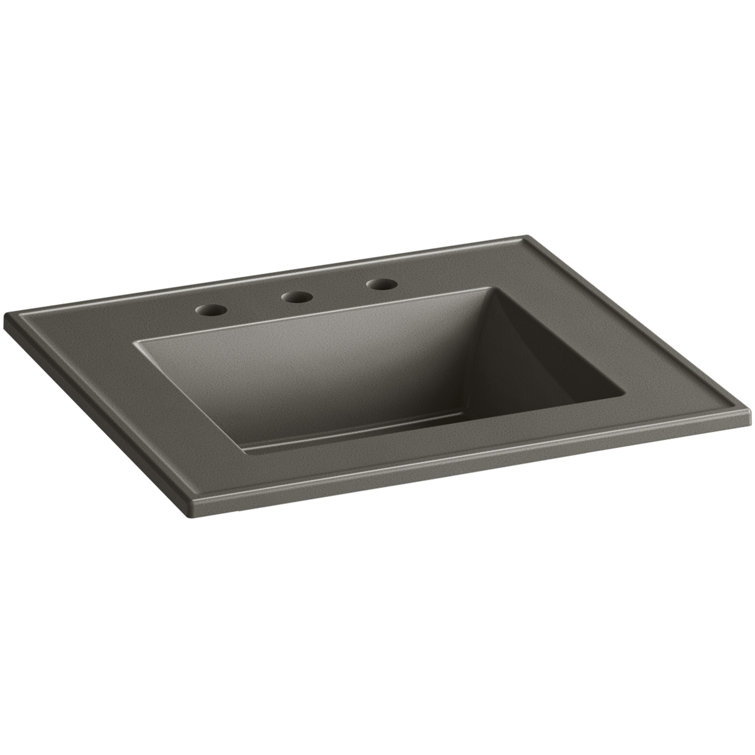 Ceramic Rectangular Drop-in Bathroom Sink with Overflow