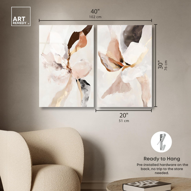 Moonscape Duo Acrylic Print Abstract Boho Art Set by Art Remedy, Ready to Hang, 10 x 15, H 30 po x l 20 po