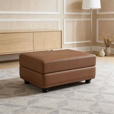 Faux Leather Ottoman