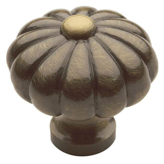 Melon 1.17" Diameter Mushroom Knob, Satin Brass and Black