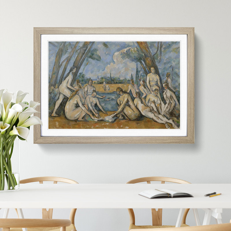 The Large Bathers by Paul Cezanne - Picture Frame Painting, Oak, 48cm H x 65cm W x 2cm D