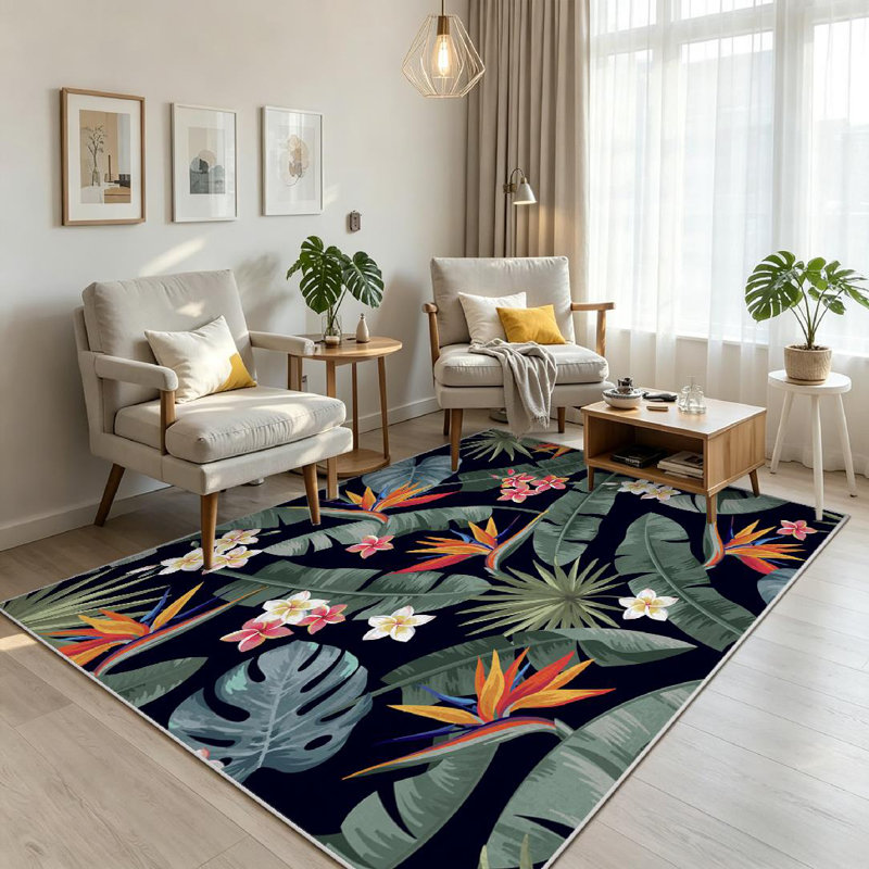 Tapis rose lavable à la machine, Rectangle 71" x 98"