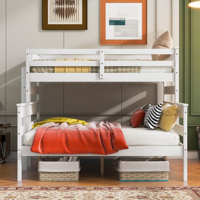 Wood Twin XL Over Queen Bunk Bed With Ladder, by Harriet Bee